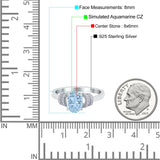 Oval Art Deco Wedding Bridal Ring Simulated Cubic Zirconia 925 Sterling Silver