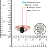 Oval Art Deco Wedding Bridal Ring Simulated Cubic Zirconia 925 Sterling Silver