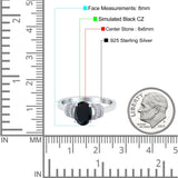 Oval Art Deco Wedding Bridal Ring Simulated Cubic Zirconia 925 Sterling Silver