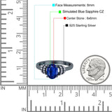 Oval Art Deco Wedding Bridal Ring Simulated Cubic Zirconia 925 Sterling Silver