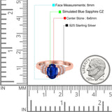 Oval Art Deco Wedding Bridal Ring Simulated Cubic Zirconia 925 Sterling Silver
