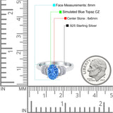 Oval Art Deco Wedding Bridal Ring Simulated Cubic Zirconia 925 Sterling Silver