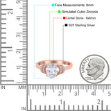 Oval Art Deco Wedding Bridal Ring Simulated Cubic Zirconia 925 Sterling Silver