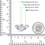 Oval Art Deco Wedding Bridal Ring Simulated Cubic Zirconia 925 Sterling Silver