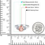 Oval Art Deco Wedding Bridal Ring Simulated Cubic Zirconia 925 Sterling Silver