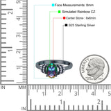 Oval Art Deco Wedding Bridal Ring Simulated Cubic Zirconia 925 Sterling Silver