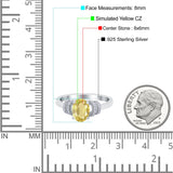 Oval Art Deco Wedding Bridal Ring Simulated Cubic Zirconia 925 Sterling Silver