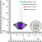 Oval Art Deco Wedding Engagement Bridal Ring Simulated Cubic Zirconia 925 Sterling Silver