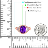 Oval Art Deco Wedding Engagement Bridal Ring Simulated Cubic Zirconia 925 Sterling Silver