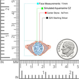 Oval Art Deco Wedding Engagement Bridal Ring Simulated Cubic Zirconia 925 Sterling Silver