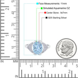 Oval Art Deco Wedding Engagement Bridal Ring Simulated Cubic Zirconia 925 Sterling Silver