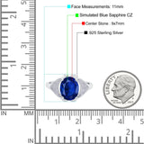 Oval Art Deco Wedding Engagement Bridal Ring Simulated Cubic Zirconia 925 Sterling Silver