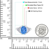 Oval Art Deco Wedding Engagement Bridal Ring Simulated Cubic Zirconia 925 Sterling Silver