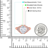 Oval Art Deco Wedding Engagement Bridal Ring Simulated Cubic Zirconia 925 Sterling Silver