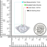 Oval Art Deco Wedding Engagement Bridal Ring Simulated Cubic Zirconia 925 Sterling Silver