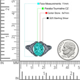 Oval Art Deco Wedding Engagement Bridal Ring Simulated Cubic Zirconia 925 Sterling Silver