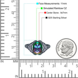 Oval Art Deco Wedding Engagement Bridal Ring Simulated Cubic Zirconia 925 Sterling Silver