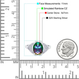 Oval Art Deco Wedding Engagement Bridal Ring Simulated Cubic Zirconia 925 Sterling Silver