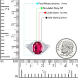 Oval Art Deco Wedding Engagement Bridal Ring Simulated Cubic Zirconia 925 Sterling Silver