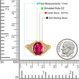 Oval Art Deco Wedding Engagement Bridal Ring Simulated Cubic Zirconia 925 Sterling Silver