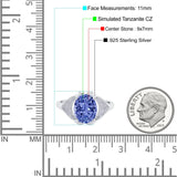 Oval Art Deco Wedding Engagement Bridal Ring Simulated Cubic Zirconia 925 Sterling Silver