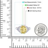 Oval Art Deco Wedding Engagement Bridal Ring Simulated Cubic Zirconia 925 Sterling Silver