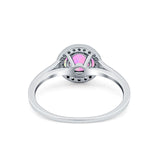 Halo Wedding Bridal Ring Round Simulated Cubic Zirconia 925 Sterling Silver