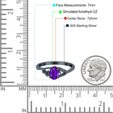 Art Deco Oval Wedding Engagement Bridal Ring Simulated Cubic Zirconia 925 Sterling Silver