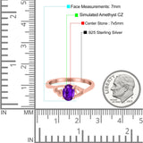 Art Deco Oval Wedding Engagement Bridal Ring Simulated Cubic Zirconia 925 Sterling Silver