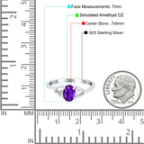Art Deco Oval Wedding Engagement Bridal Ring Simulated Cubic Zirconia 925 Sterling Silver