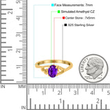 Art Deco Oval Wedding Engagement Bridal Ring Simulated Cubic Zirconia 925 Sterling Silver