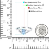 Art Deco Oval Wedding Engagement Bridal Ring Simulated Cubic Zirconia 925 Sterling Silver