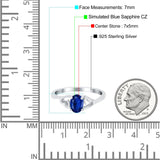 Art Deco Oval Wedding Engagement Bridal Ring Simulated Cubic Zirconia 925 Sterling Silver