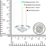 Art Deco Oval Wedding Engagement Bridal Ring Simulated Cubic Zirconia 925 Sterling Silver