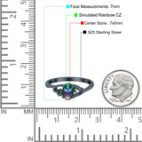 Art Deco Oval Wedding Engagement Bridal Ring Simulated Cubic Zirconia 925 Sterling Silver