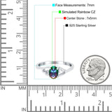 Art Deco Oval Wedding Engagement Bridal Ring Simulated Cubic Zirconia 925 Sterling Silver