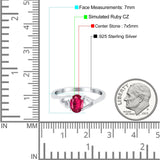 Art Deco Oval Wedding Engagement Bridal Ring Simulated Cubic Zirconia 925 Sterling Silver