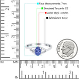 Art Deco Oval Wedding Engagement Bridal Ring Simulated Cubic Zirconia 925 Sterling Silver