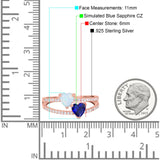 Heart Promise Ring Double Heart Created White Opal Round Simulated Cubic Zirconia 925 Sterling Silver