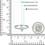 Half Eternity Pear Lab Created Opal Wedding Ring Band Simulated Cubic Zirconia 925 Sterling Silver