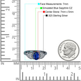 Fashion Heart Ring Oval Simulated Cubic Zirconia 925 Sterling Silver