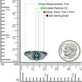 Fashion Heart Ring Oval Simulated Cubic Zirconia 925 Sterling Silver