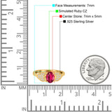 Fashion Heart Ring Oval Simulated Cubic Zirconia 925 Sterling Silver