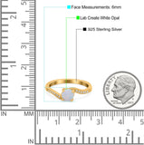 Swirl Lab Created Opal Wedding Ring Round Simulated Cubic Zirconia 925 Sterling Silver