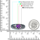 Heart Crown Ring Engagement Bridal Ring Round Simulated Cubic Zirconia 925 Sterling Silver