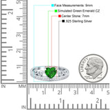 Heart Crown Ring Engagement Bridal Ring Round Simulated Cubic Zirconia 925 Sterling Silver