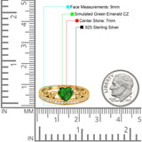 Heart Crown Ring Engagement Bridal Ring Round Simulated Cubic Zirconia 925 Sterling Silver