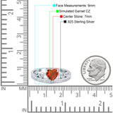 Heart Crown Ring Engagement Bridal Ring Round Simulated Cubic Zirconia 925 Sterling Silver