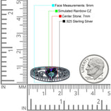 Heart Crown Ring Engagement Bridal Ring Round Simulated Cubic Zirconia 925 Sterling Silver