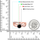 Art Deco Wedding Engagement Crisscross Bridal Ring Round Simulated Cubic Zirconia 925 Sterling Silver